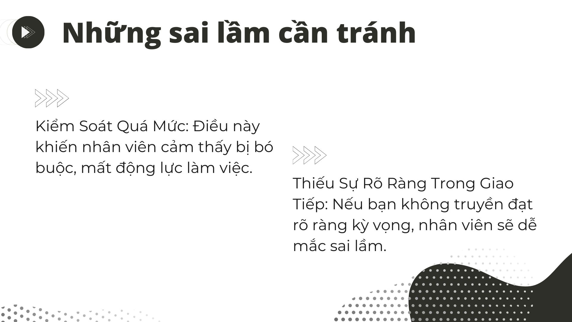 Những sai lầm cần tránh